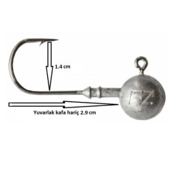 Dam Ball Jig Head No:2/0 İğneli 15gr Zoka (5 Adet)