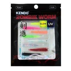 Kendo Zombie Worm MixColor Lrf Silikonu 4cm 8 Adet Yaban Mersini Kokulu