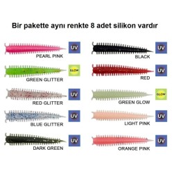 Kendo Zombie Worm Lrf Silikonu 4cm (8'li Paket) Yaban Mersini Kokulu İğnesiz